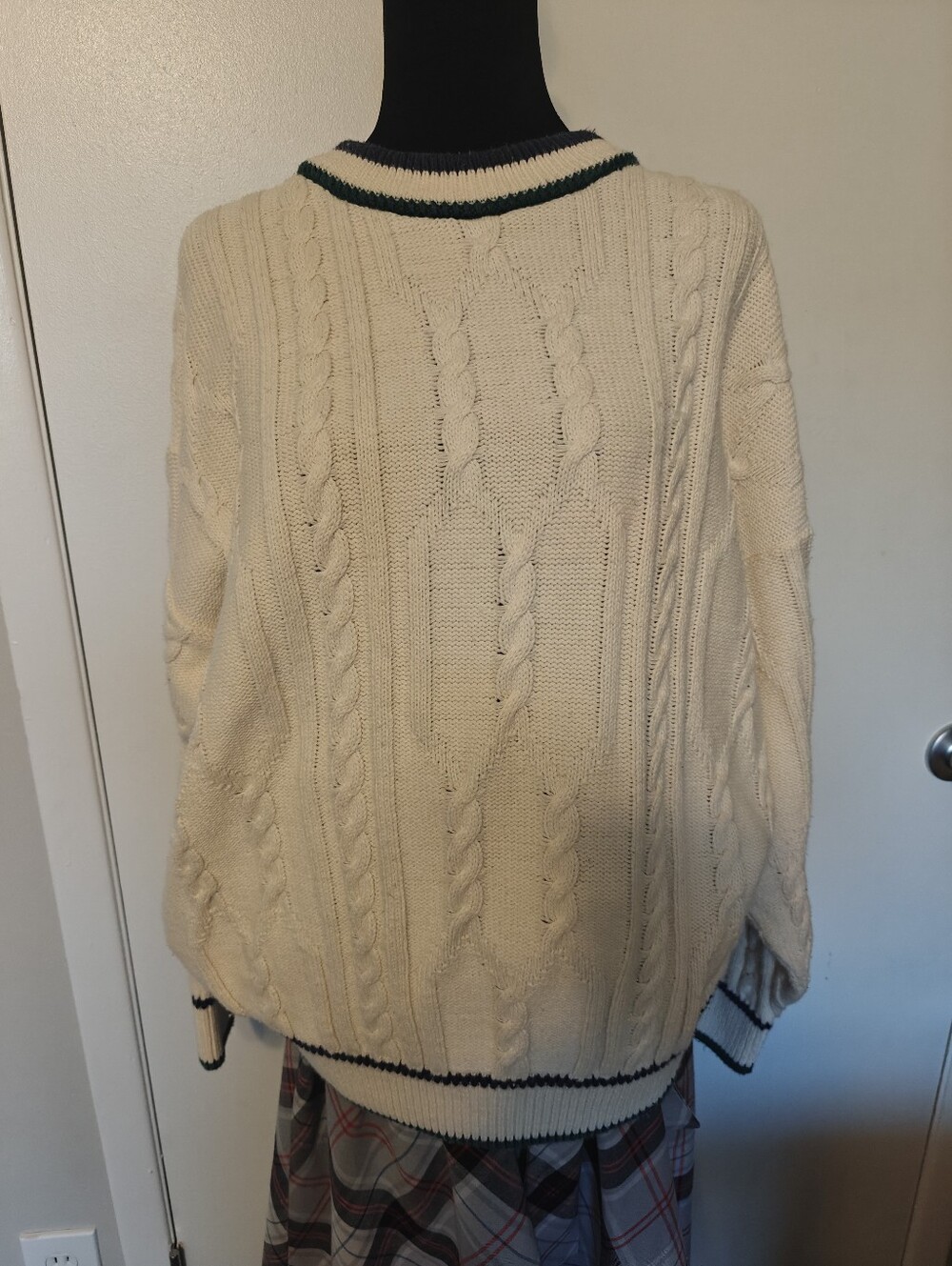 vintage St Michael cable knit cricket sweater Cotton Sz.56 Mens Cricket Creme